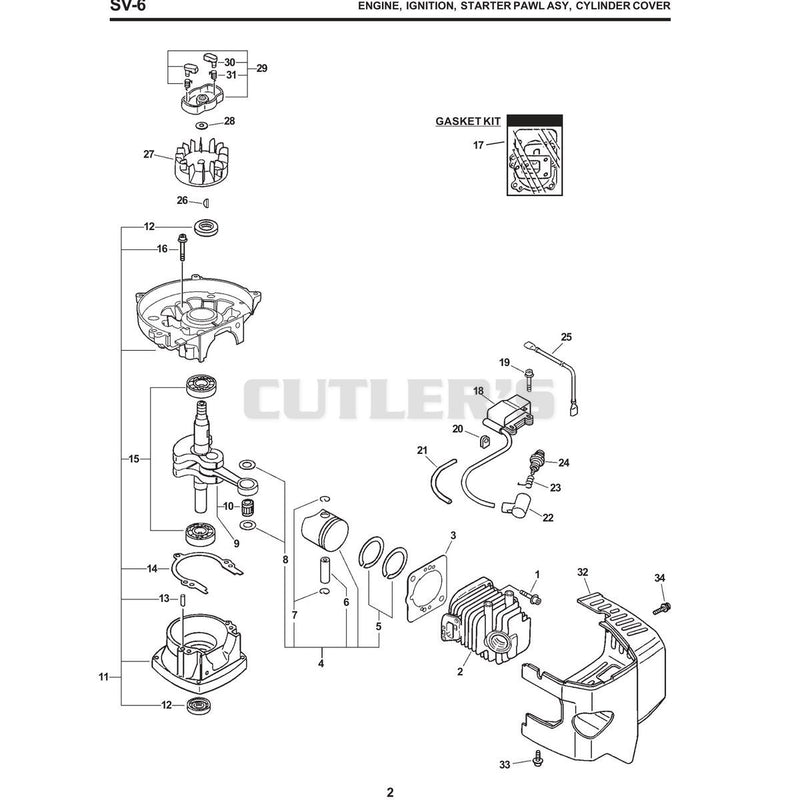 Engine, Ignition, Starter Pawl Asy, Cylinder Cover