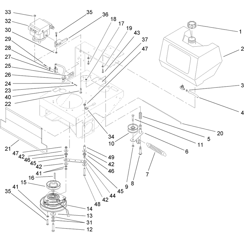 Fuel Tank Hydraulic Pump and PTO Assembly
