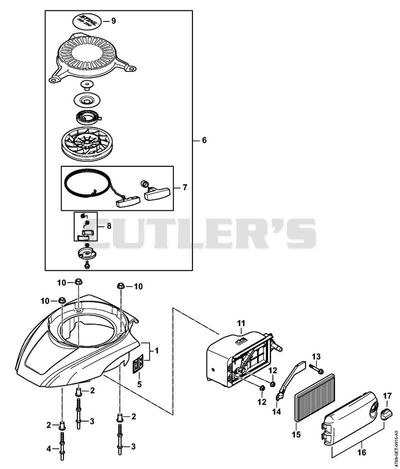 Filter housing, Air filter, Rewind starter