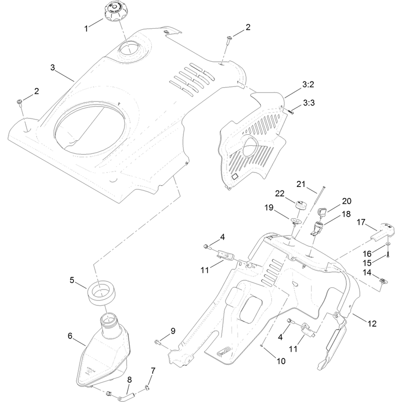 Shroud and Gas Tank Assembly
