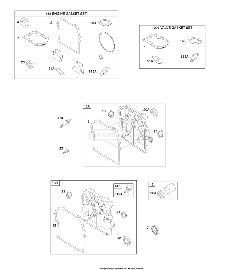 Crankcase Cover/Sump, Gasket Set - Engine, Gasket Set - Valve