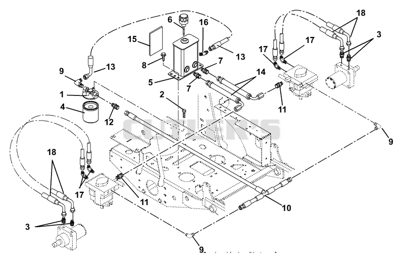 Hydraulic Tank, Filter, Motors And Pump To Tank Circuit