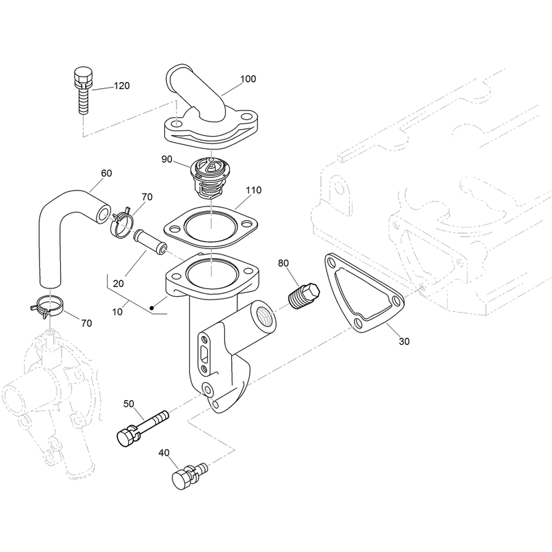Water Flange and Thermostat Assembly