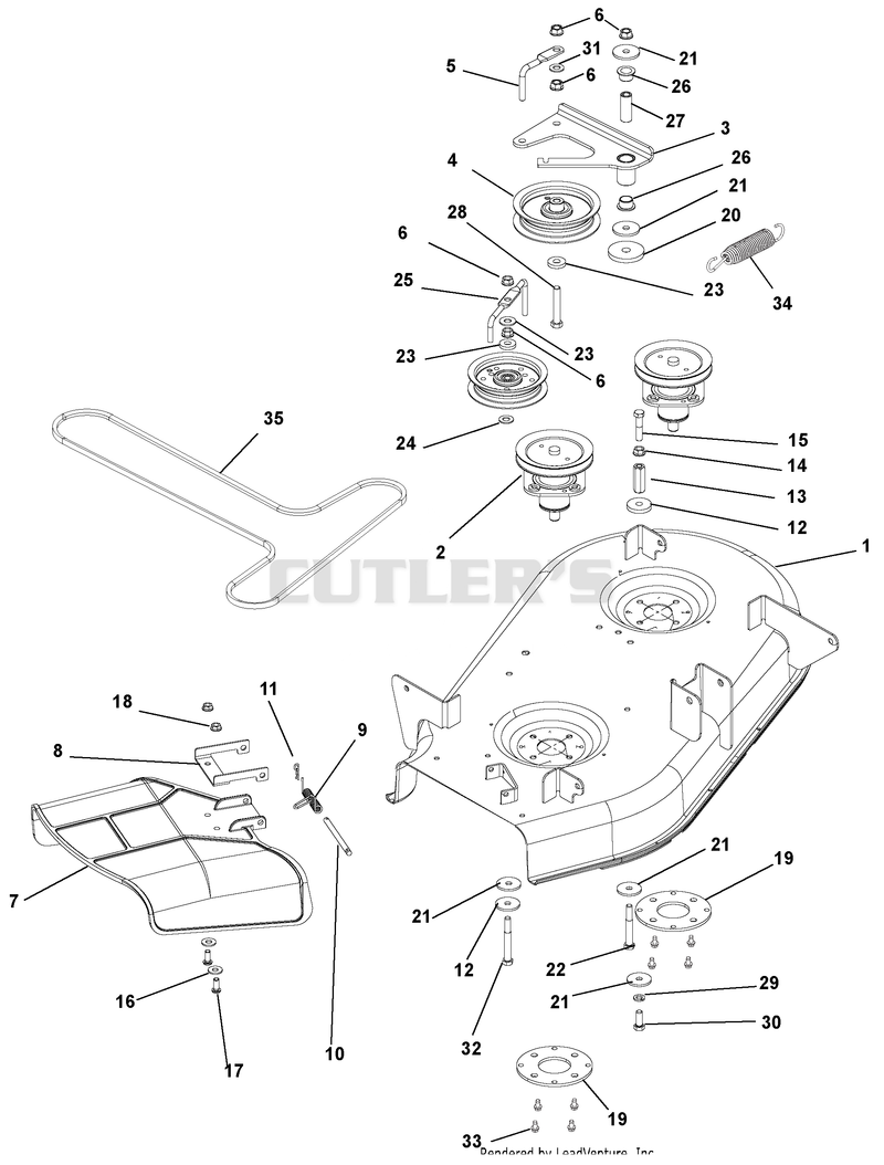 Mower Deck, Belt And Idlers