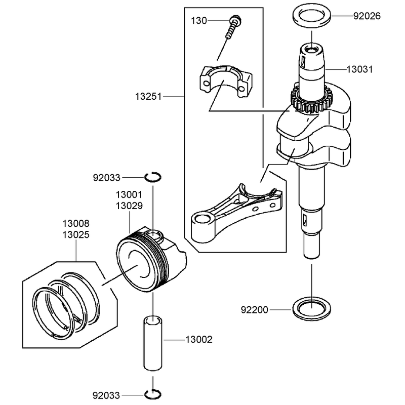 Piston and Crankshaft Assembly Kawasaki FJ180V-AS30