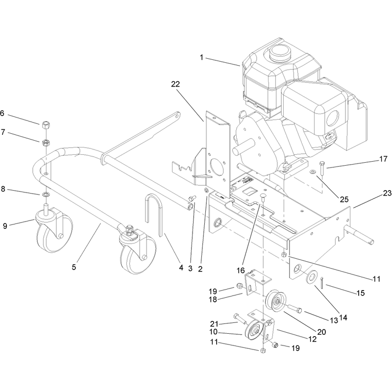 Engine and Front Wheel Assembly
