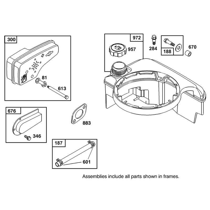 Muffler and Fuel Tank Assembly Briggs and Stratton 127802-0640-01