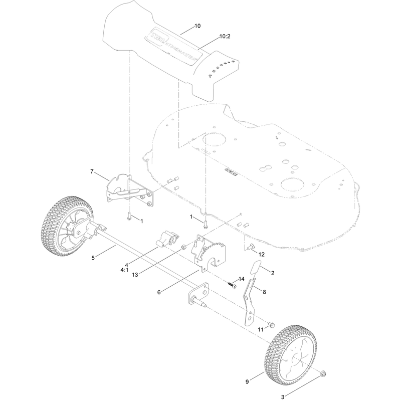 Front Wheel and Height of Cut Assembly