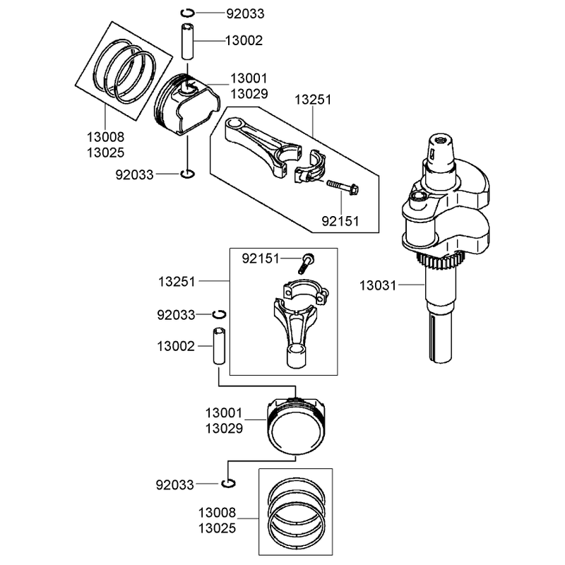 Piston and Crankshaft Assembly Kawasaki FH680V-DS22