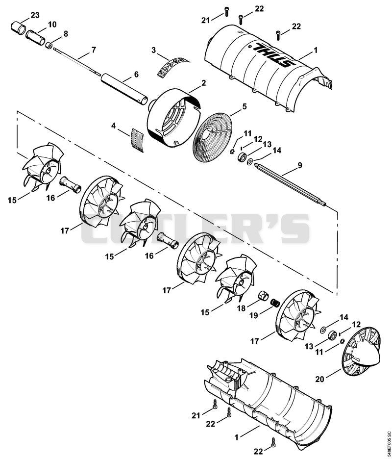 Fan housing, Drive tube assembly