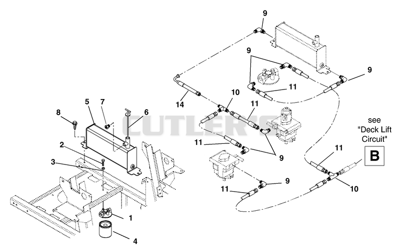 Hydraulic Tank, Filter And Pump To Tank Circuit