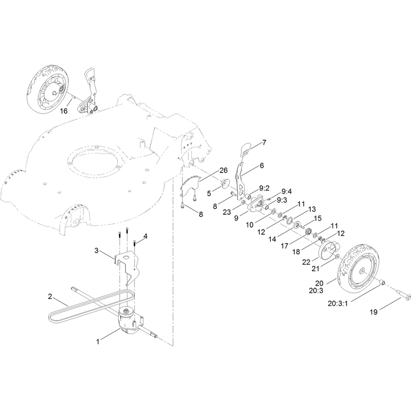 Rear Wheel and Hight of Cut Assembly
