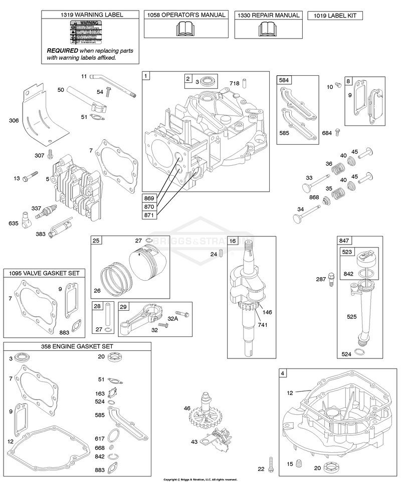 Camshaft, Crankshaft, Cylinder, Engine Sump, Kit/Gasket, Lubrication, Piston Group, Valves