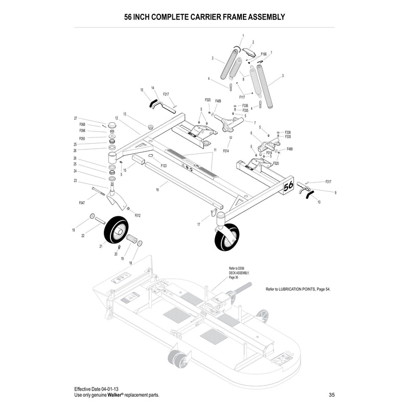 56 INCH COMPLETE CARRIER FRAME ASSEMBLY