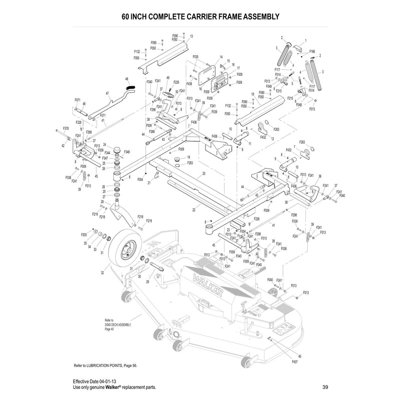 60 INCH COMPLETE CARRIER FRAME ASSEMBLY