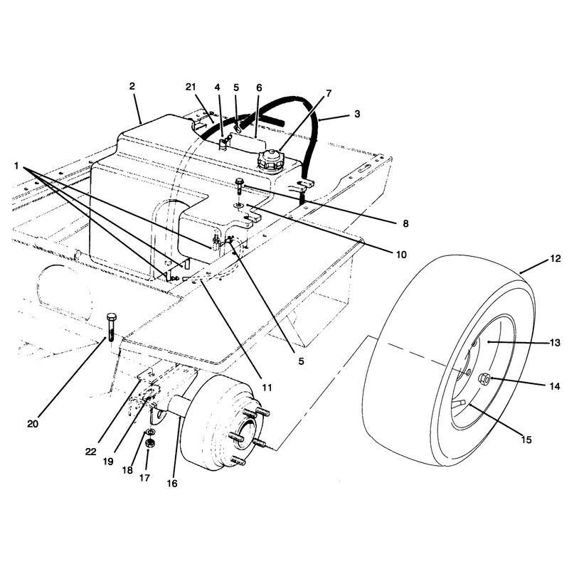 Fuel Tank and Axle Assembly