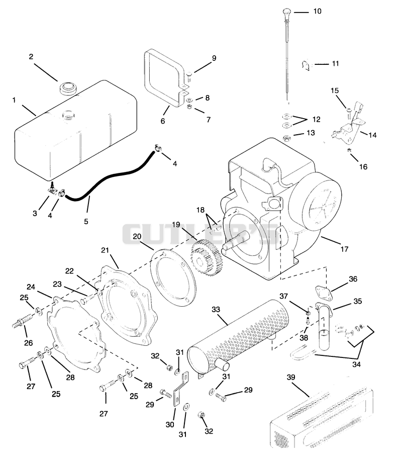 FUEL AND EXHAUST SYSTEM - 12HP - INTERNATIONAL