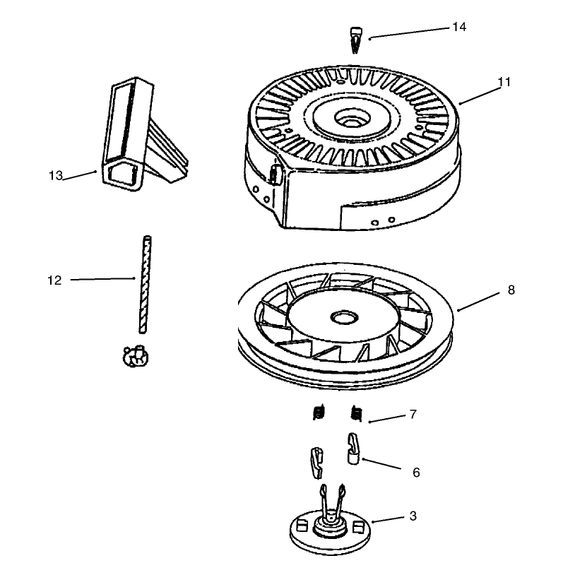 Recoil Starter Assembly No. 590743 Tecumseh Model No. HSK635 Type 1723A