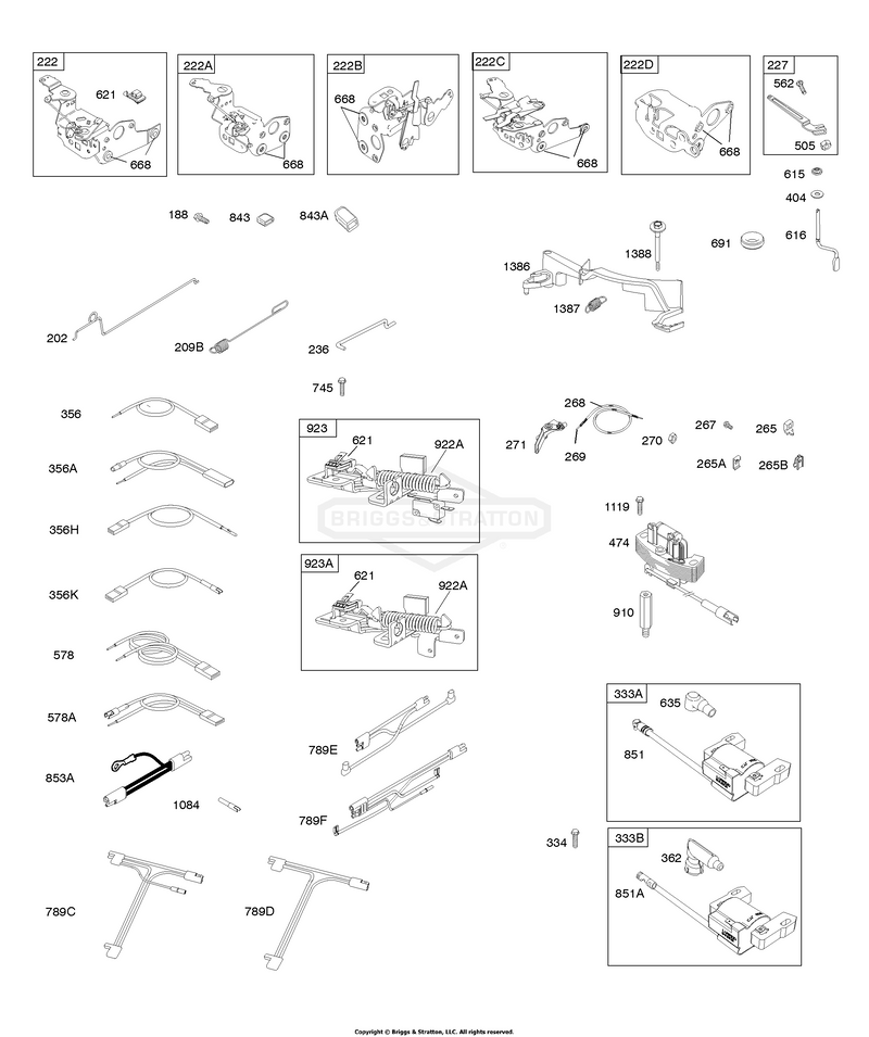 Controls, Electrical, Flywheel Brake, Governor Spring, Ignition