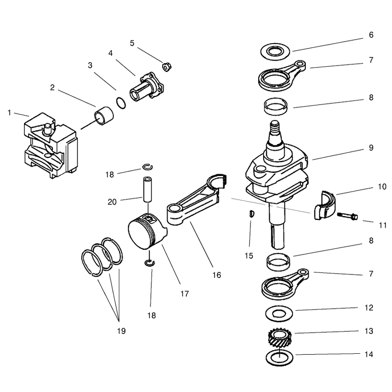 PistonCrankshaft Crankcase Assembly Kawasaki FB460V-MS14