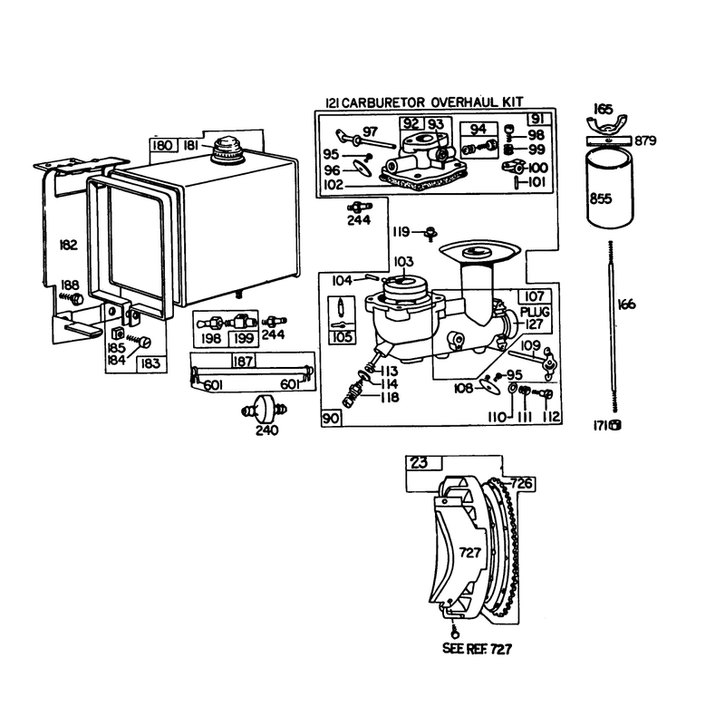 Engine Briggs & Stratton Model No. 252412 Type No. 0191-01 (11 H.p. Snowthrower Model 38090)