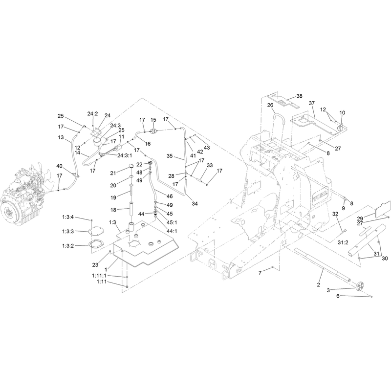 Hydraulic Tank and Track Shaft Assembly