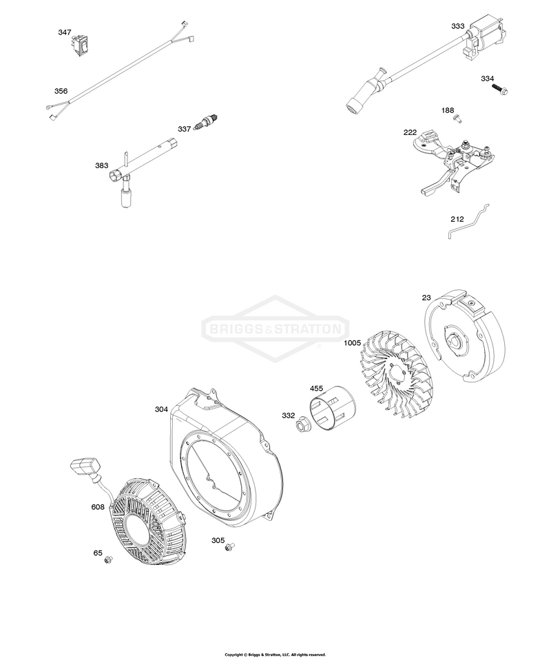 Flywheel, Rewind, Blower Housing, Controls