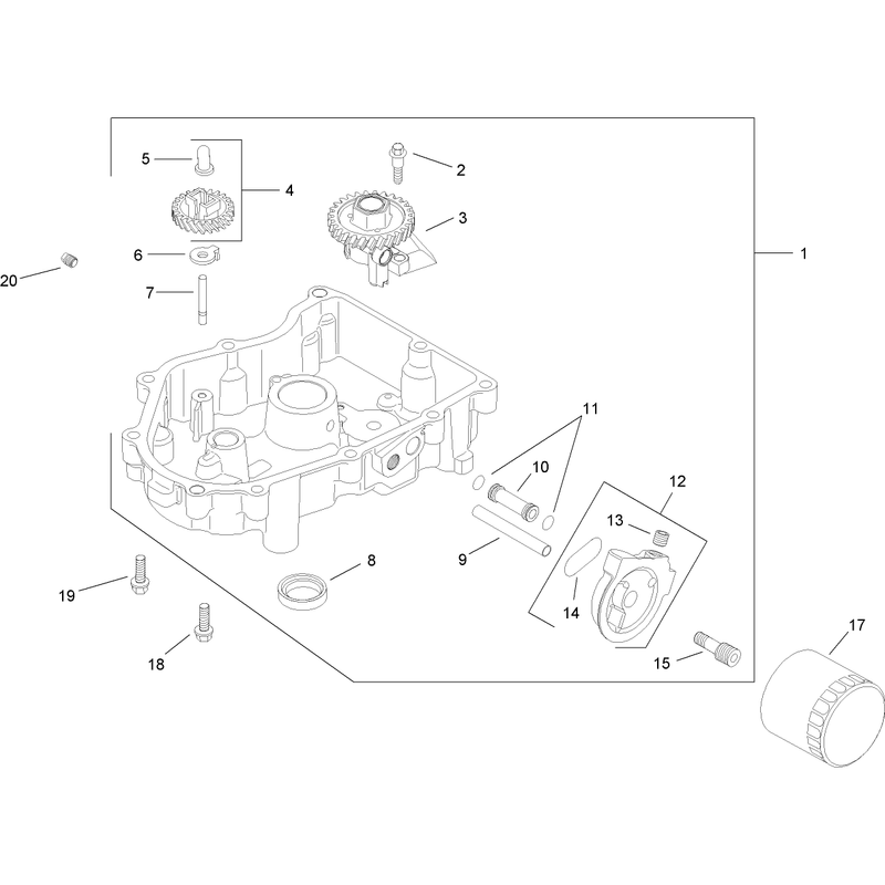 Oil Pan and Lubrication Assembly Kohler SV735-0011