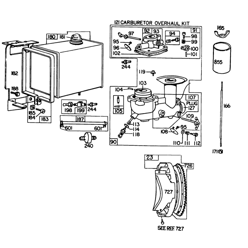 Engine Briggs & Stratton Model No. 252412 Type No. 0191-01 (11 H.p. Snowthrower Model 38090)