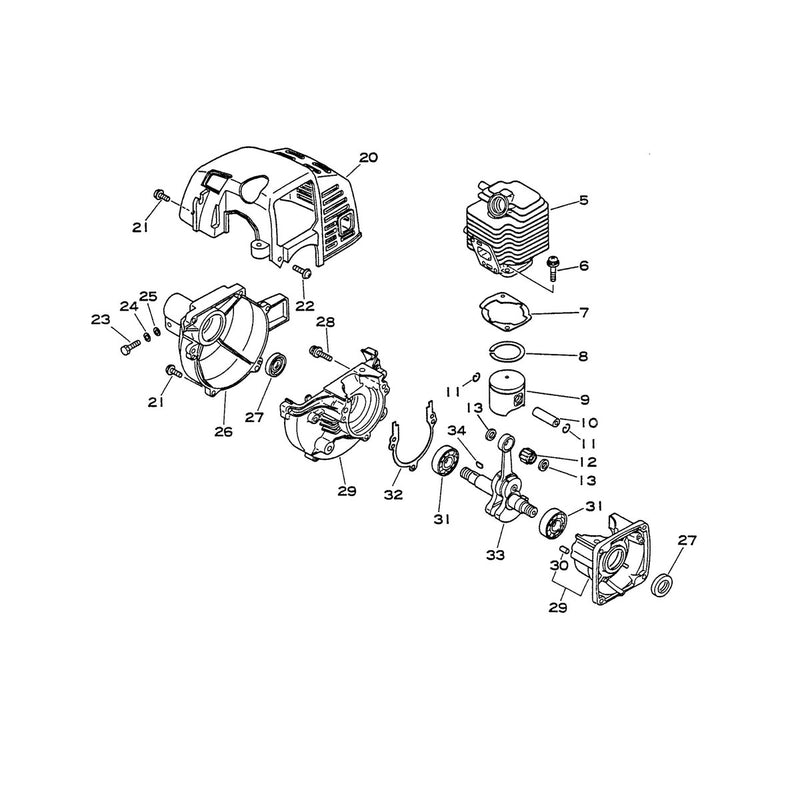 Engine, Crankcase, Fan Housing, Cover