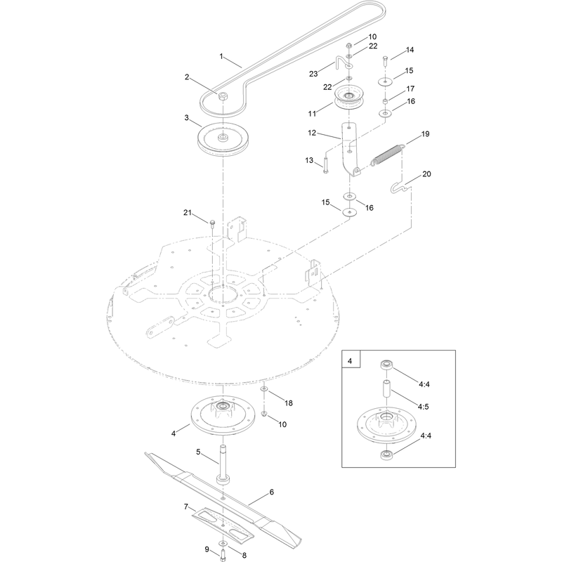 32 Inch Deck, Belt and Blade Assembly