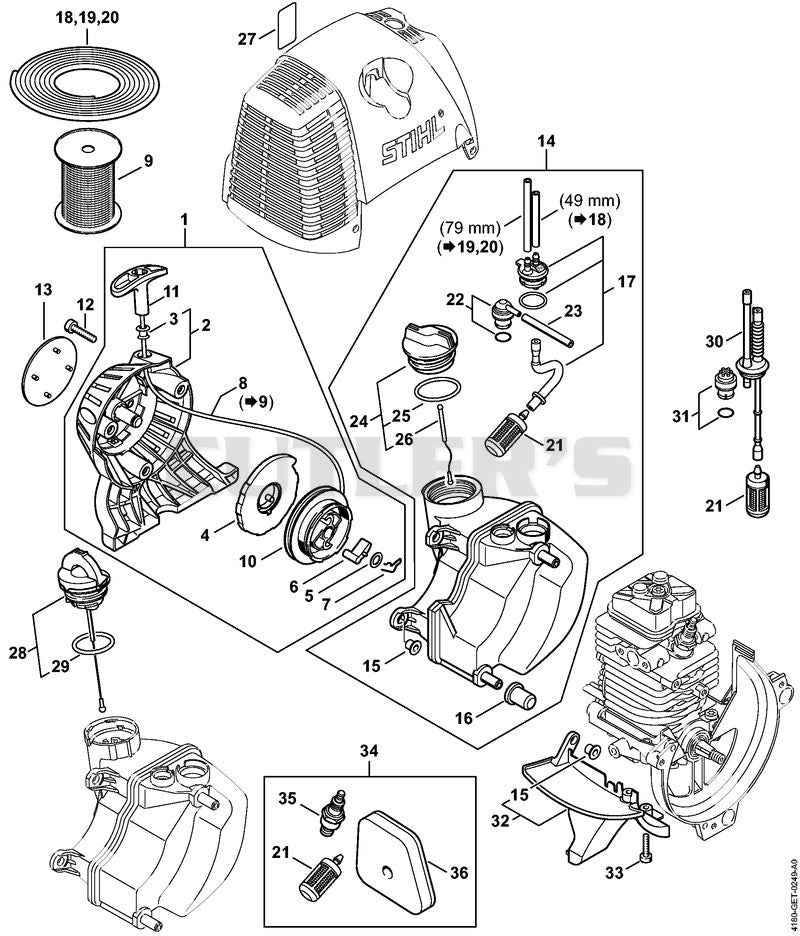 Rewind starter, Fuel tank