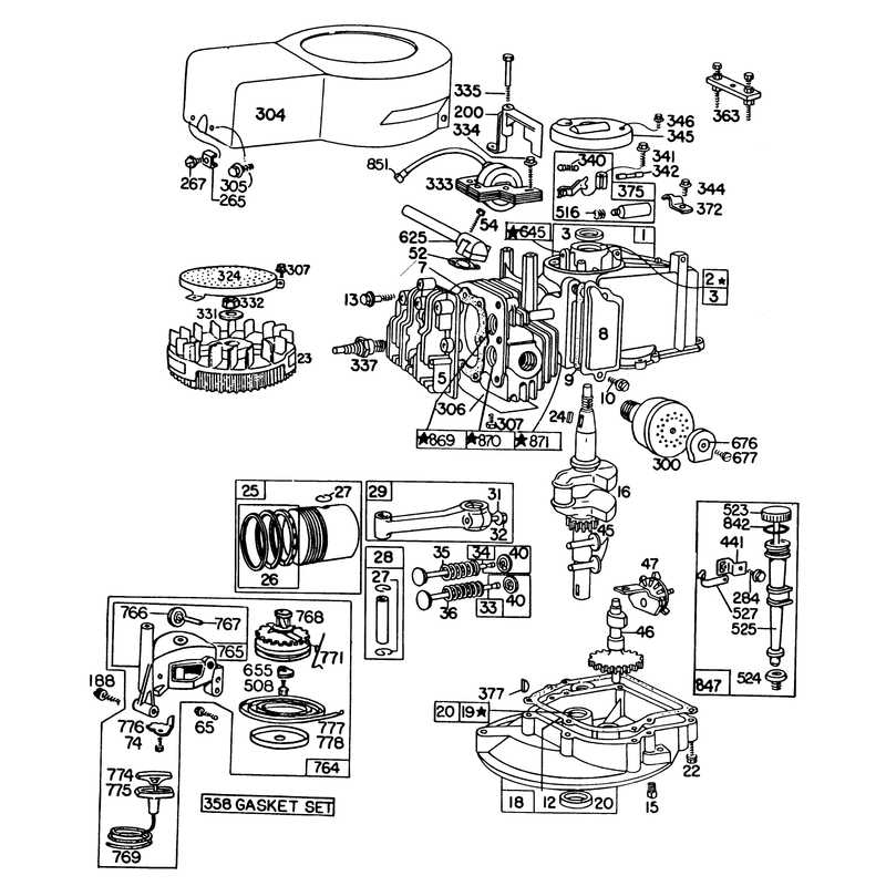 Engine Briggs and Stratton Model 92908-1931-04 for 21in Hand Propelled Model 16370