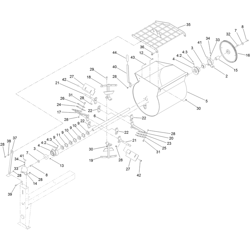 Drum Paddle and Bearing Assembly