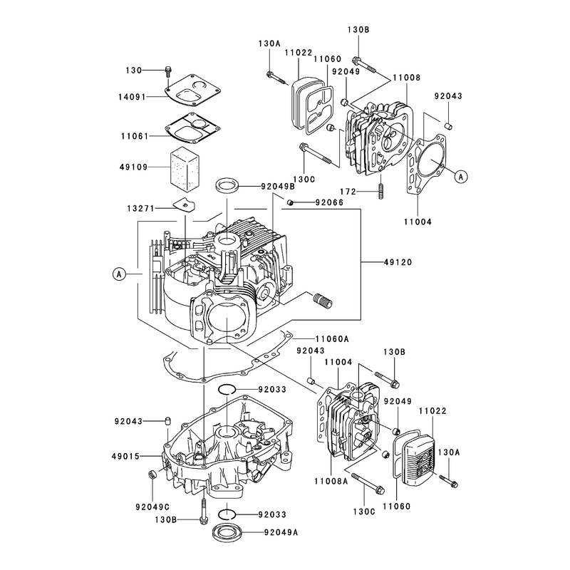 Cylinder Crankcase Assembly Kawasaki FH580V-AS30