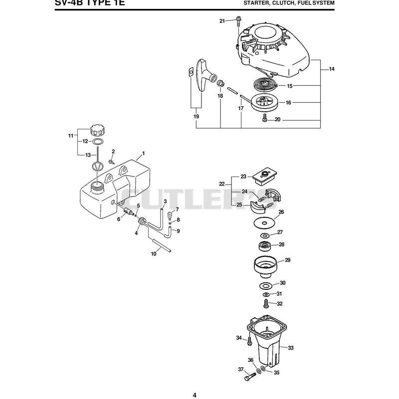 Sv-4B Type 1E Starter, Clutch, Fuelsystem