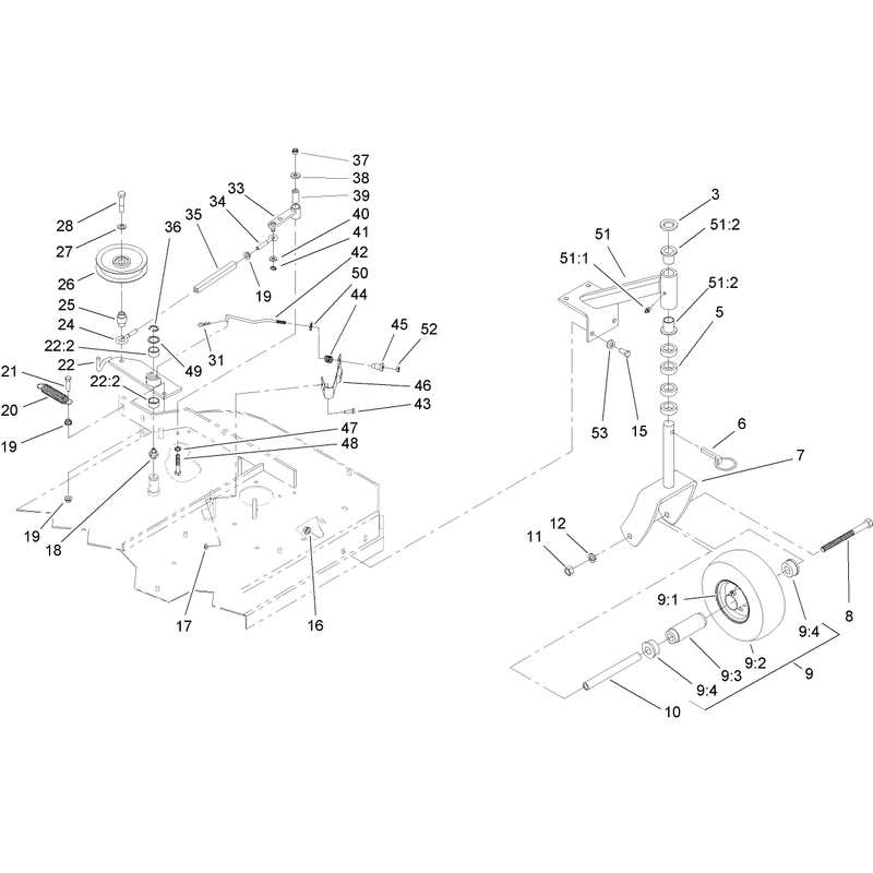 Idler Arm and Caster Wheel Assembly