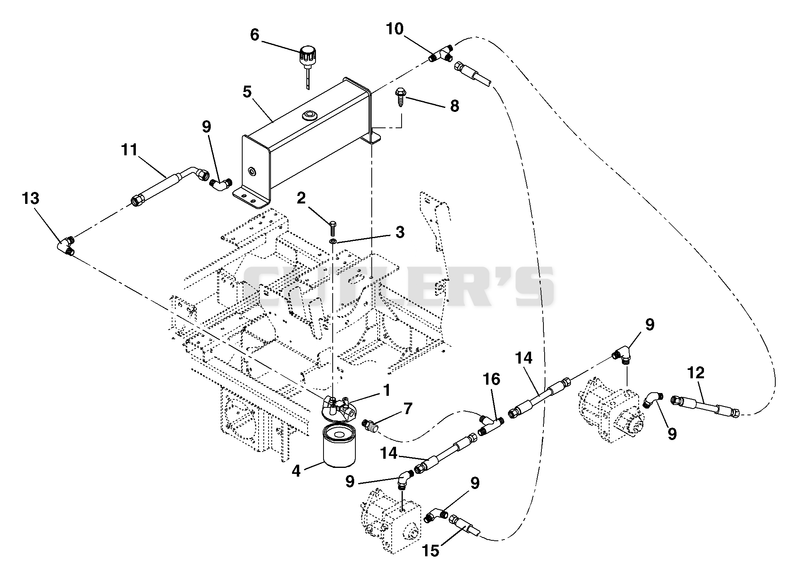 Hydraulic Tank, Filter And Pump To Tank Circuit