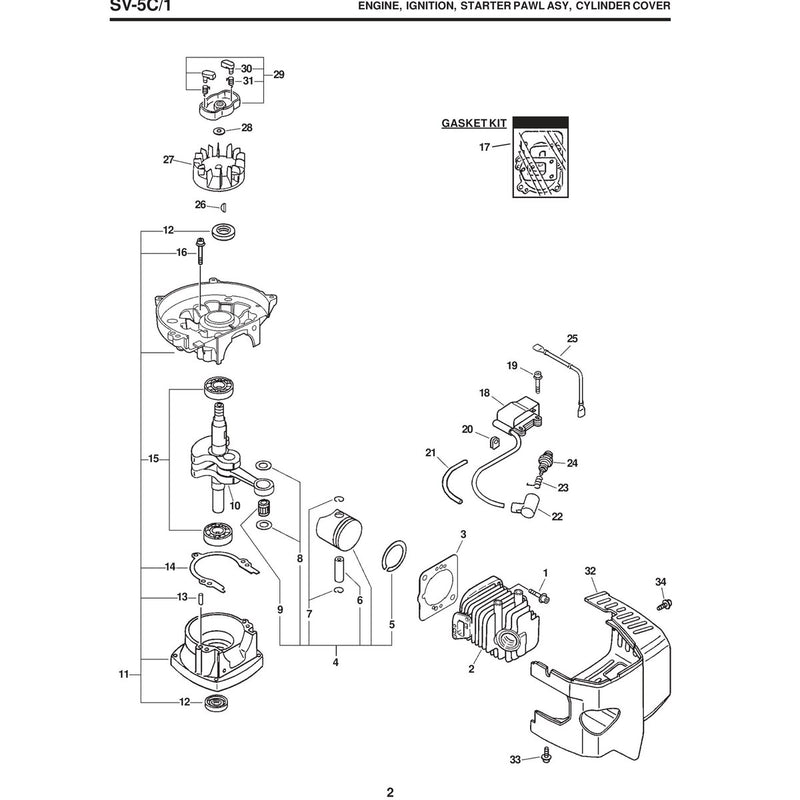 /1 Engine, Ignition, Starter Pawl Asy, Cylinder Cover
