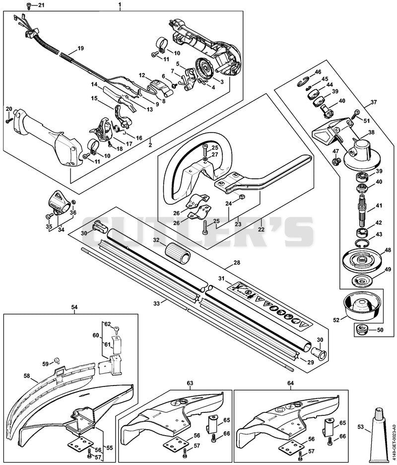 Control handle, Drive tube assembly, Gear head up to serial number 514309587