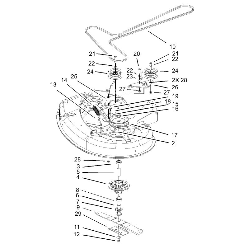 38in Deck Spindle and Belt Drive Assembly