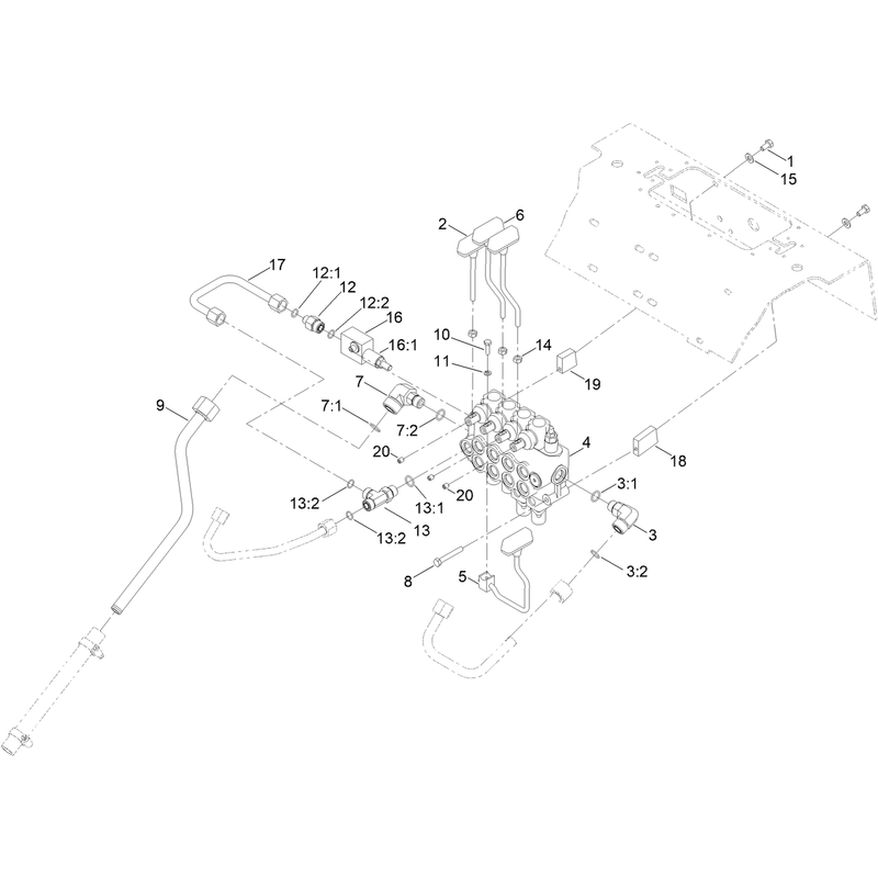 Four Spool Valve and Lever Assembly