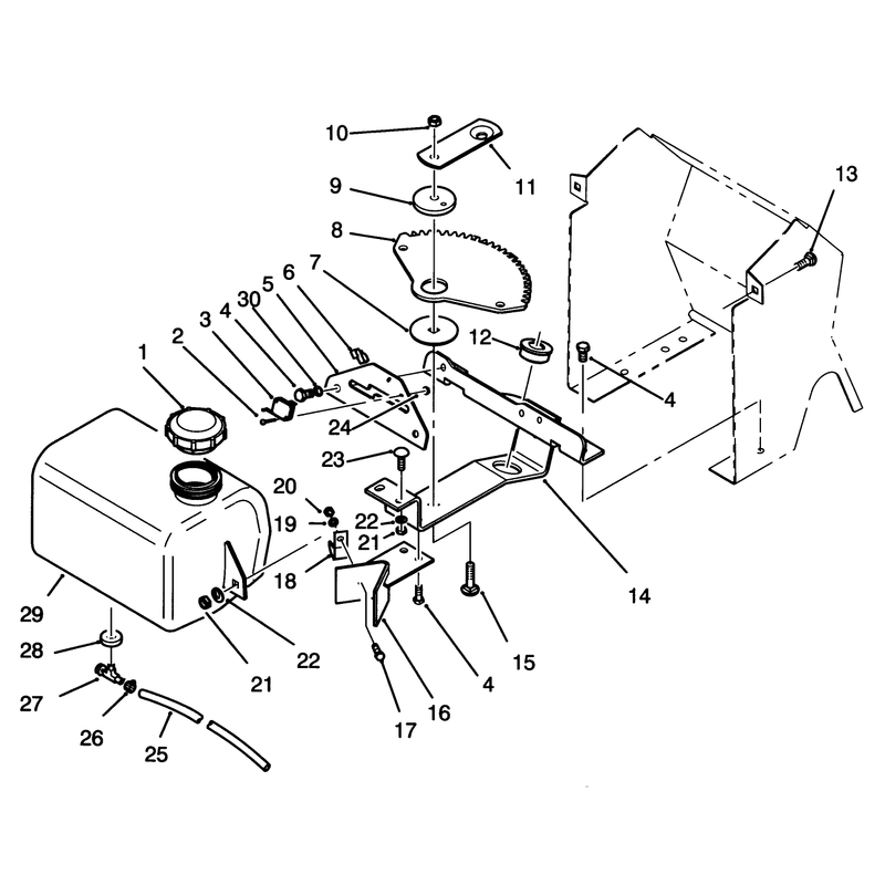 Fuel Tank and Steering Bracket Assembly