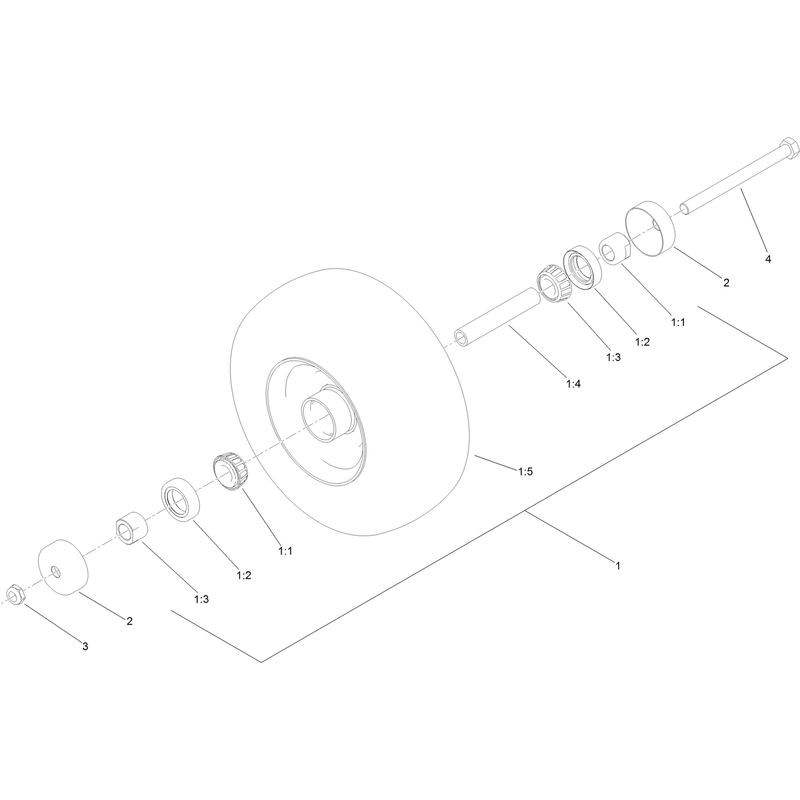 Wheel Tire and Bearing Assembly No 130-4558