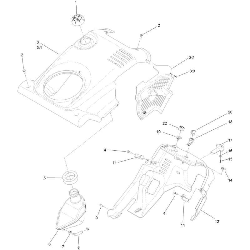 Shroud and Fuel Tank Assembly