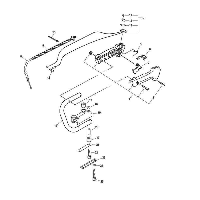HANDLE, STOP SWITCH, THROTTLE CABLE