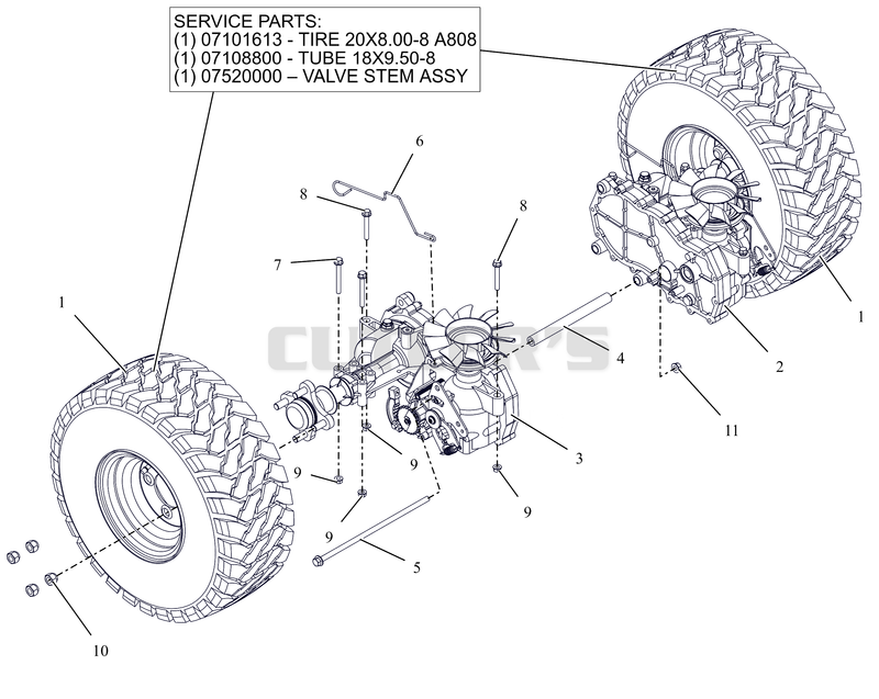 Rear Tires and Transaxles - 42"