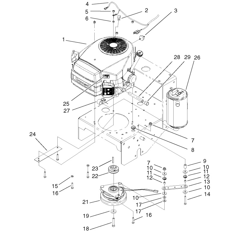 Engine and Clutch Assembly
