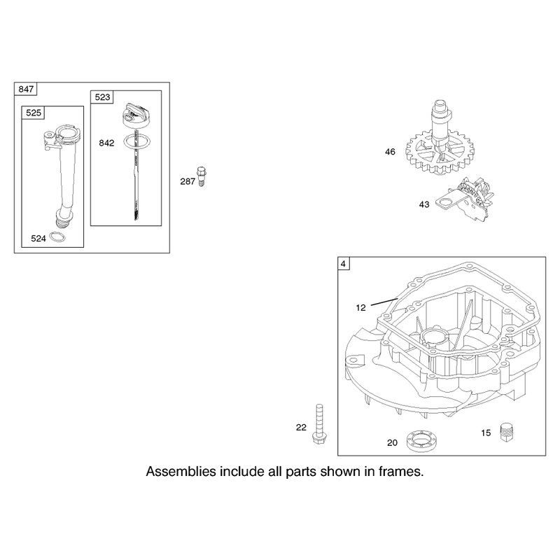 Crankcase Assembly Engine Briggs and Stratton Model 122607-0118-E1