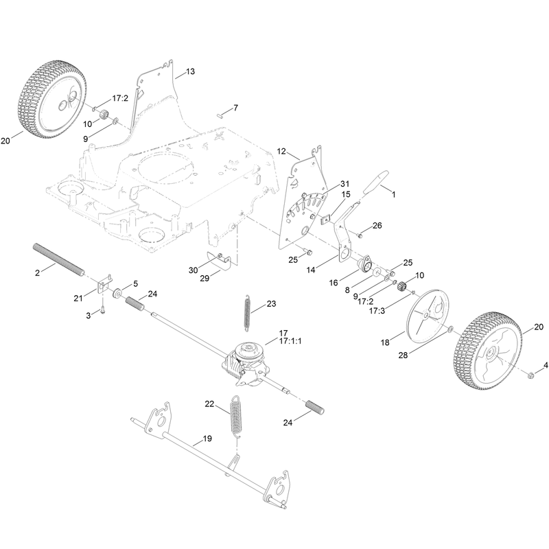 Rear Wheel and Height of Cut Assembly